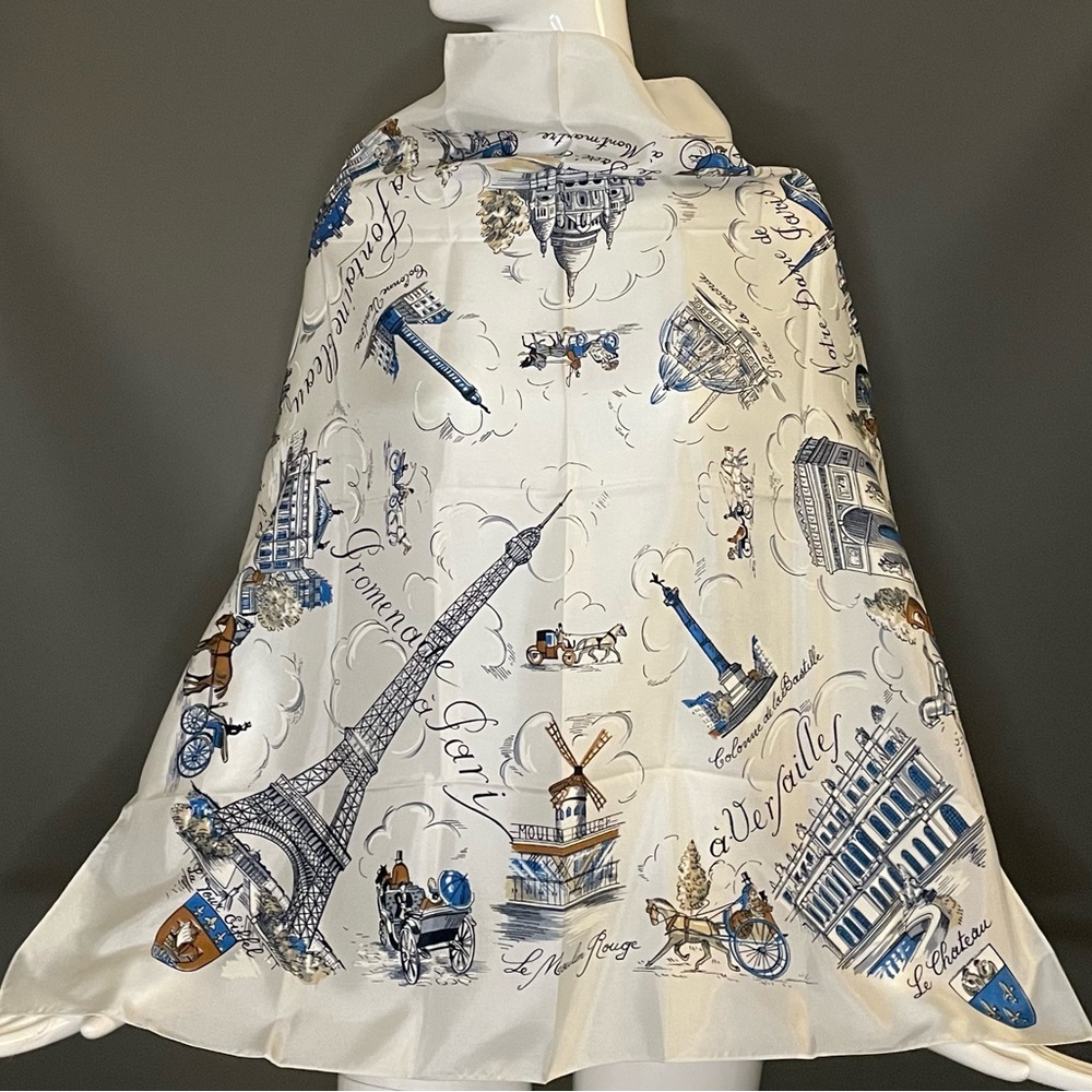 Rare Vintage Paris Souvenir Scarf Unworn Near Mint Condition 31 In - Picture 3 of 10